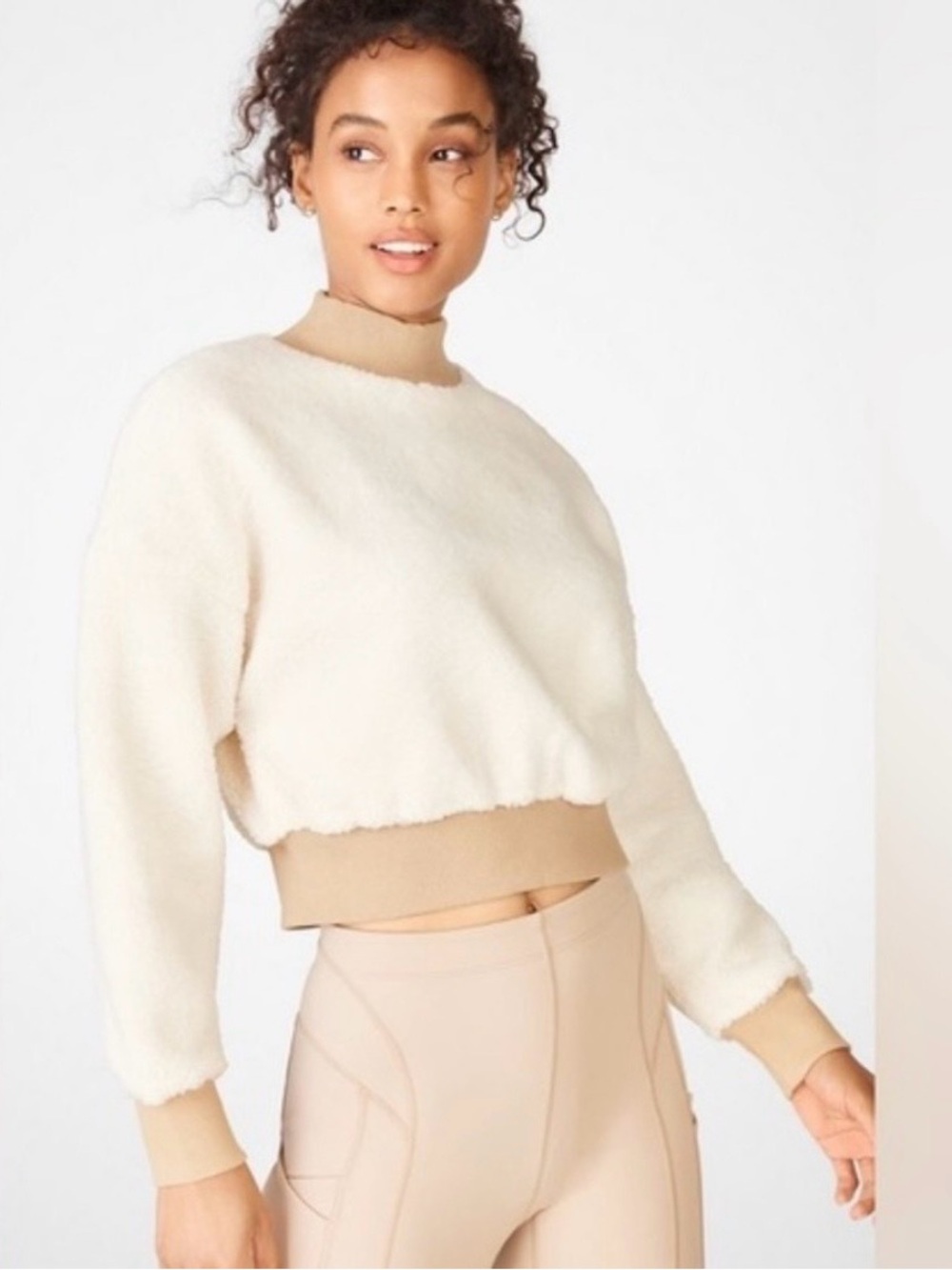 Fabletics Malia Polar Fleece Mock Neck Cropped Sweater